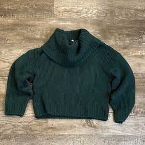 Anthropologie‎ Pilcro Women’s Small Deep Green Cable Knit Cowl Neck Sweater